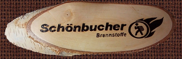 Firmenlogo auf Birkenholzscheibe